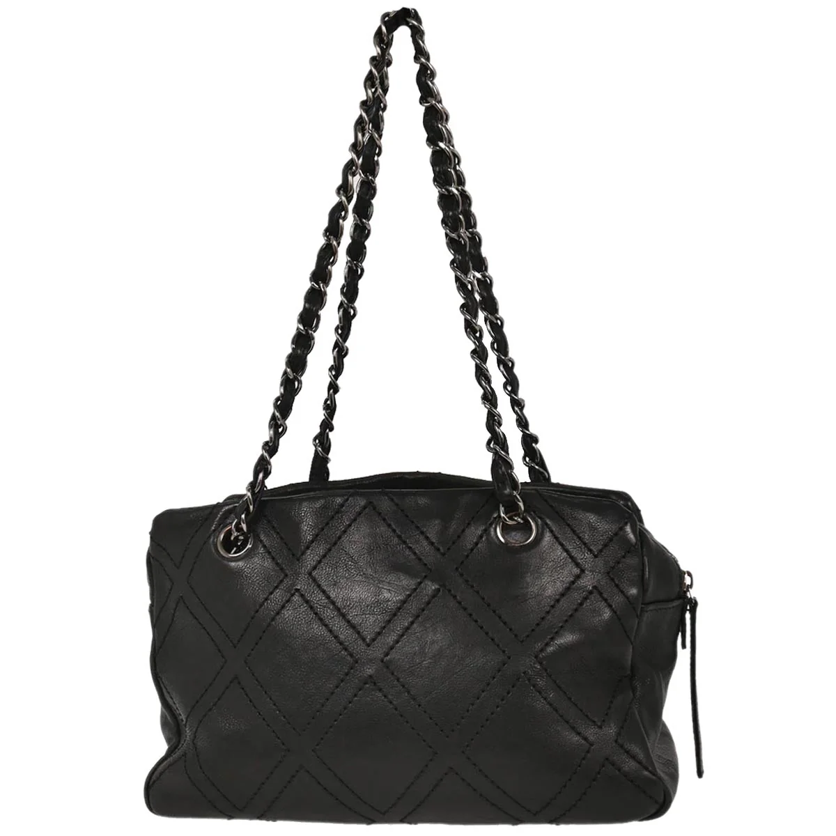 Chanel Black Lambskin Diamond Stitch Handbag - Image 2