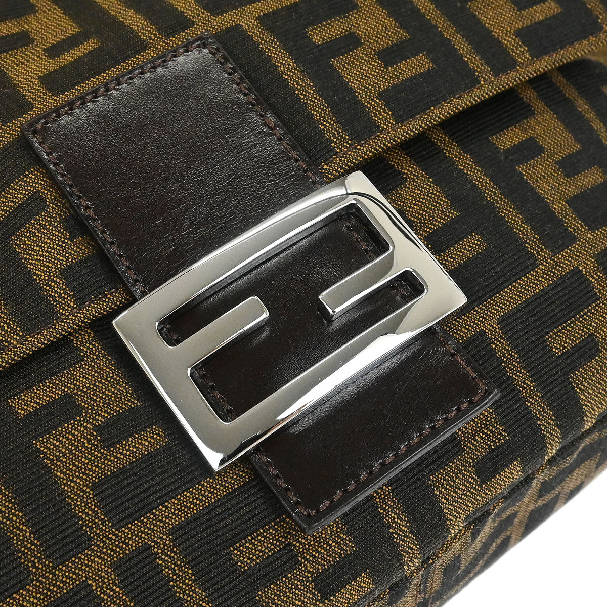 Fendi Brown Canvas Zucca Mamma Baguette Handbag - Image 3