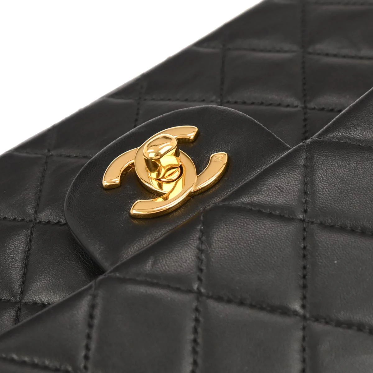 Chanel 2000-2002 Black Lambskin Small Classic Double Flap Shoulder Bag - Image 5