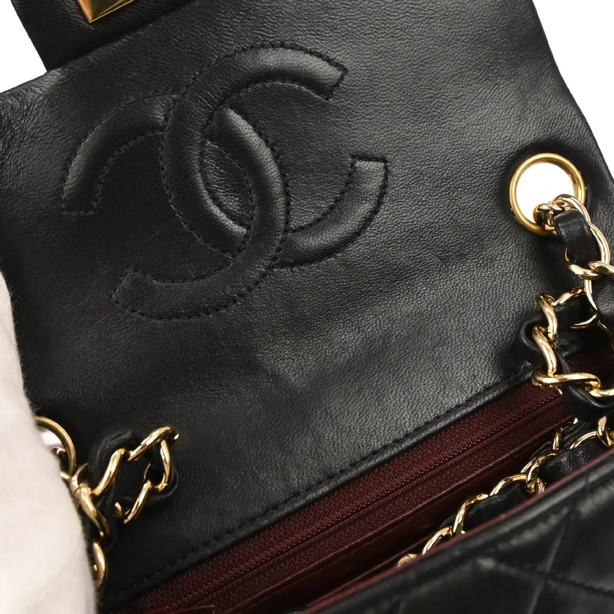 Chanel 2002-2003 Black Lambskin Mini Classic Square Flap Shoulder Bag 17 - Image 5