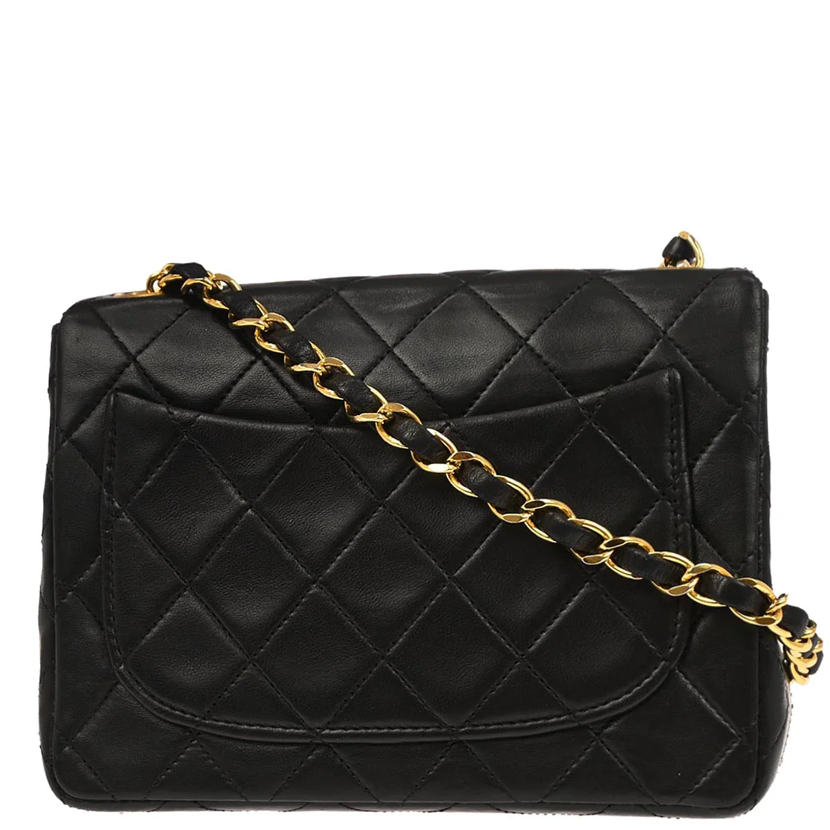 Chanel 1989-1991 Black Lambskin Mini Classic Square Flap Shoulder Bag 17 - Image 2