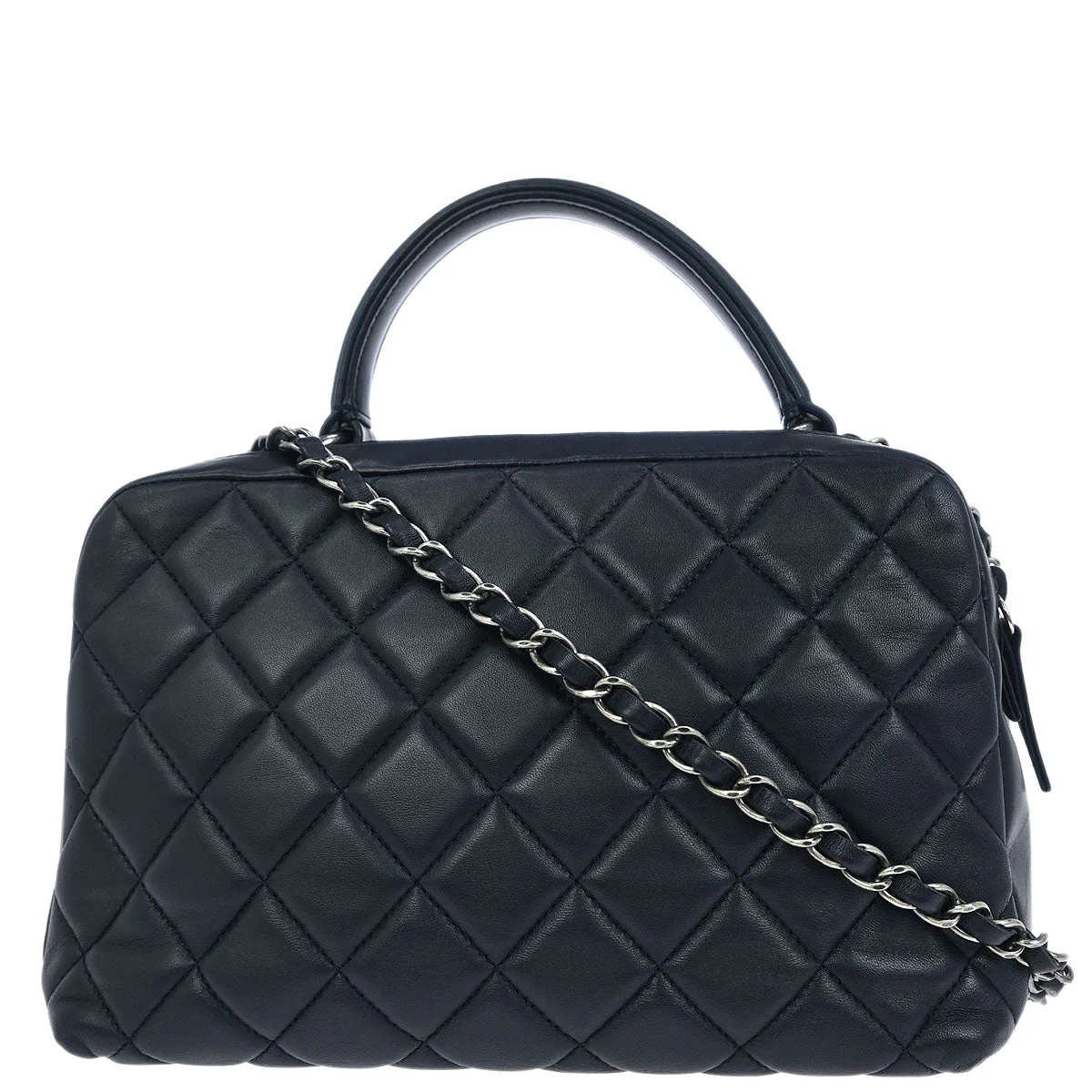 Chanel 2015-2016 Navy Lambskin Trendy CC Bowling Bag - Image 2