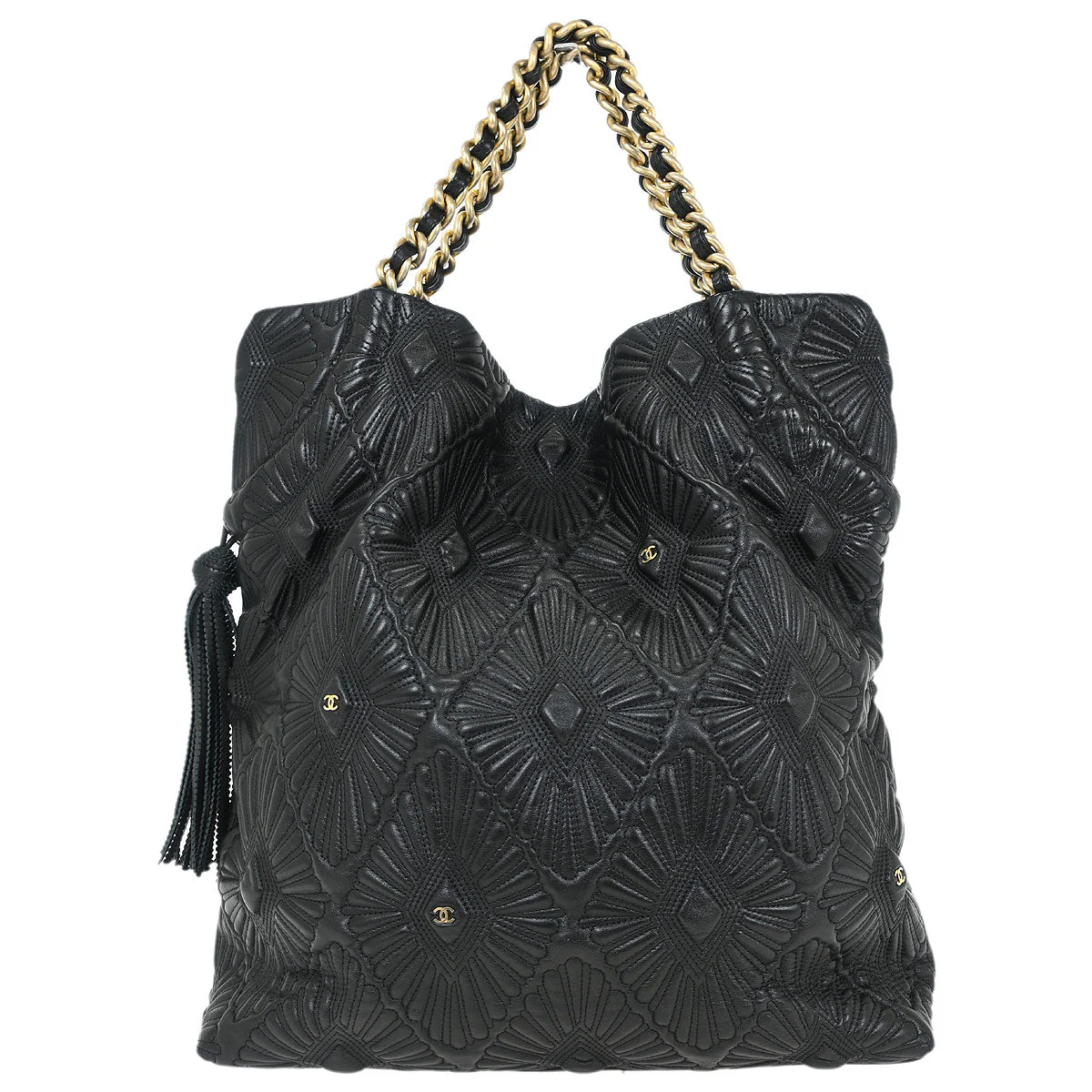 Chanel Black Calfskin Ca D'Oro Tote Bag