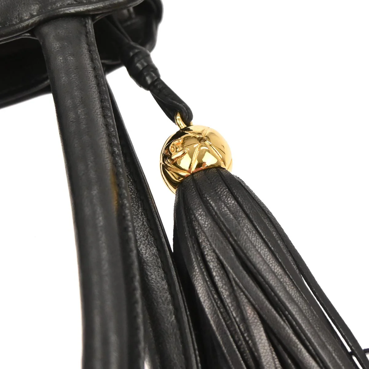 Chanel 1991-1994 Black Lambskin Chevron Handbag - Image 5