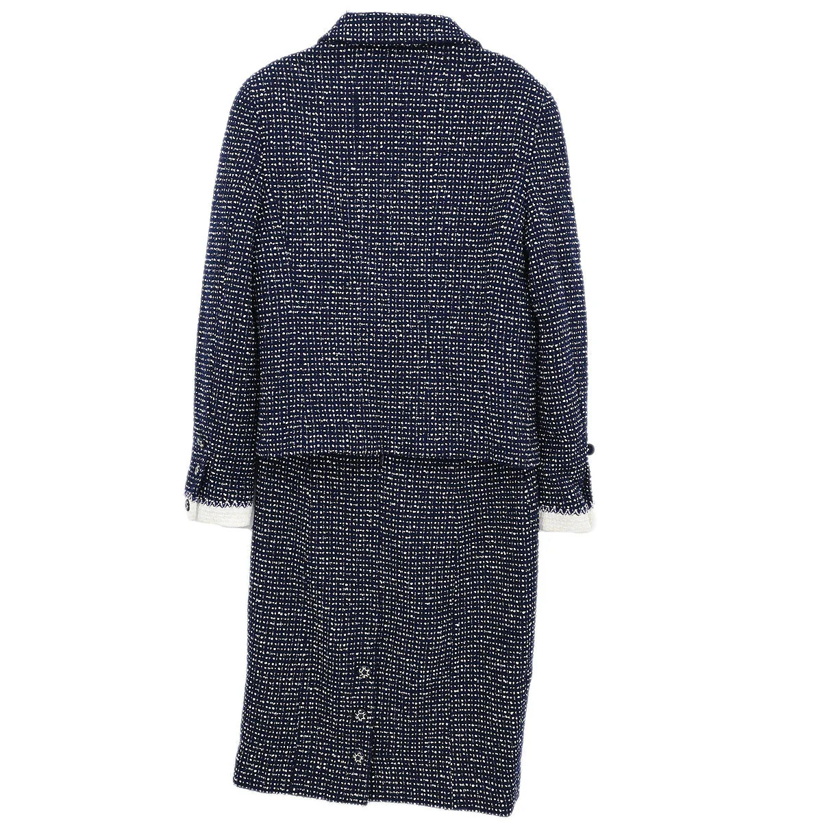Chanel 1996 Setup Suit Jacket Skirt Tweed Navy  #38 - Image 2