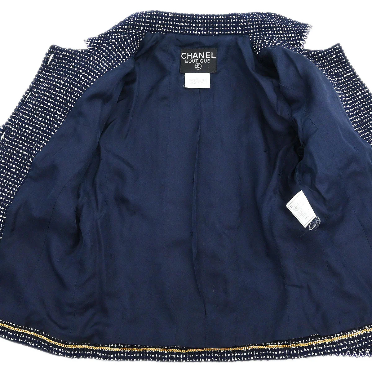 Chanel 1996 Setup Suit Jacket Skirt Tweed Navy  #38 - Image 8