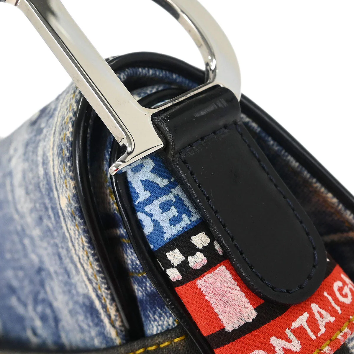 Christian Dior Blue Canvas Denim Print Double Saddle Handbag - Image 3