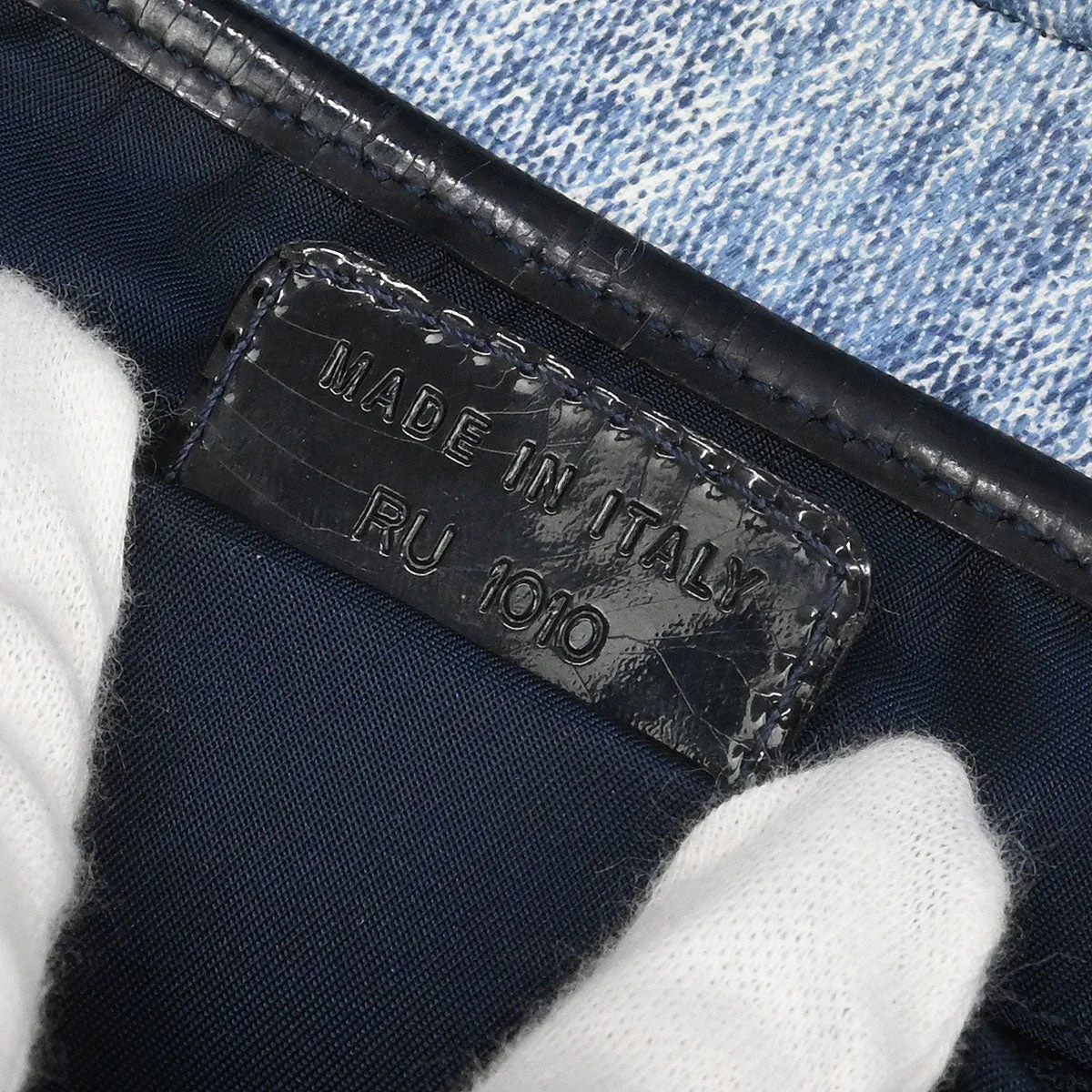 Christian Dior Blue Canvas Denim Print Double Saddle Handbag - Image 9