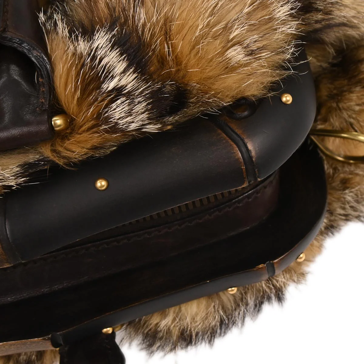 Gucci * Brown Fur Bamboo Handbag - Image 3
