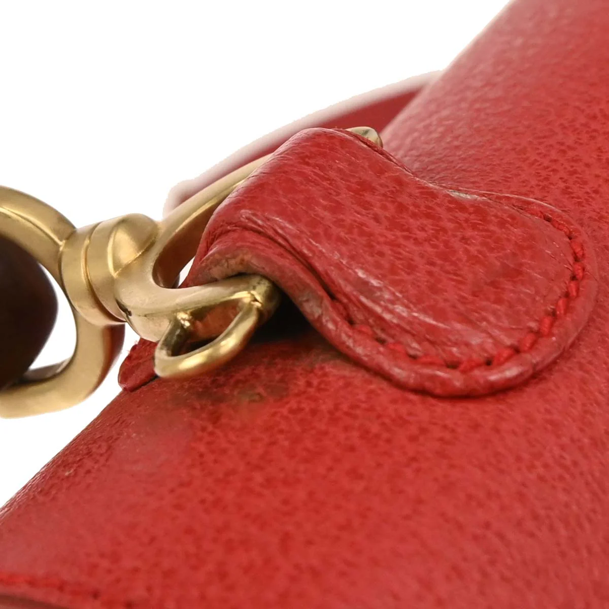 Gucci Red Pigskin Bamboo 2way Shoulder Handbag - Image 4