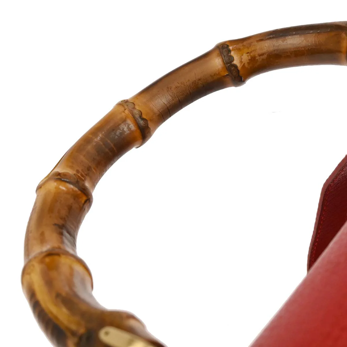 Gucci Red Pigskin Bamboo 2way Shoulder Handbag - Image 5