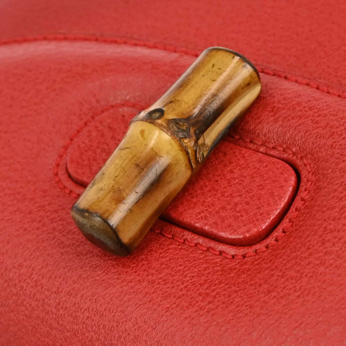 Gucci Red Pigskin Bamboo 2way Shoulder Handbag - Image 7