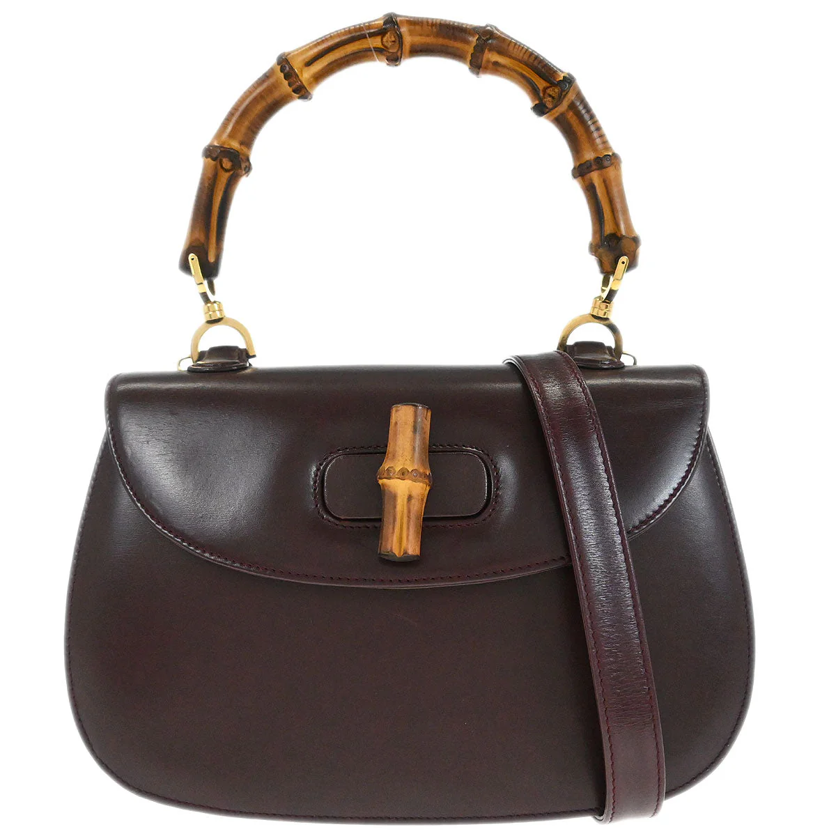Gucci Brown Bamboo 2way Shoulder Handbag