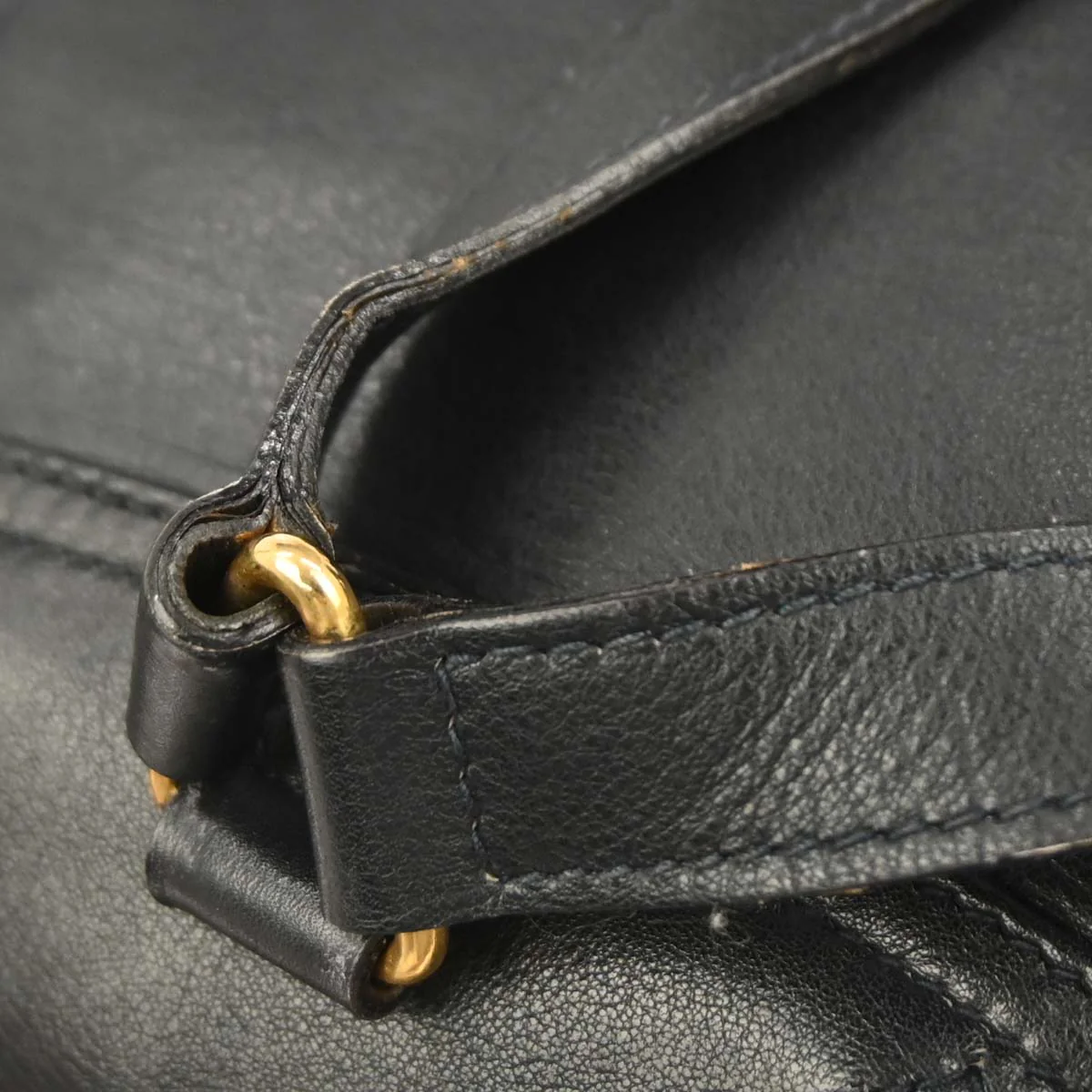 Gucci Navy Leather Bamboo Backpack - Image 4