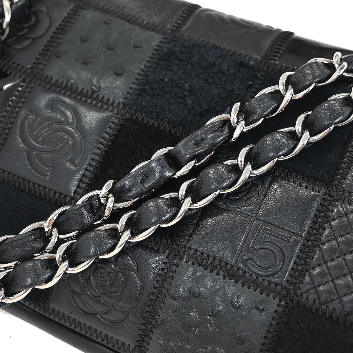 Chanel * Black Icon Patchwork Single Flap Shoulder Bag - Image 5