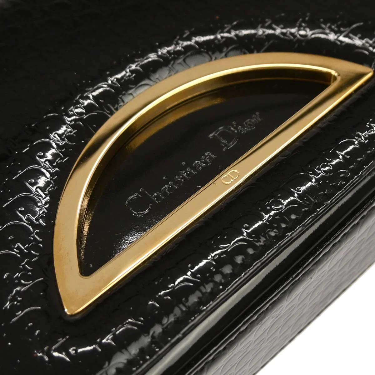 Christian Dior Black Patent Leather Trotter Malice Handbag - Image 5