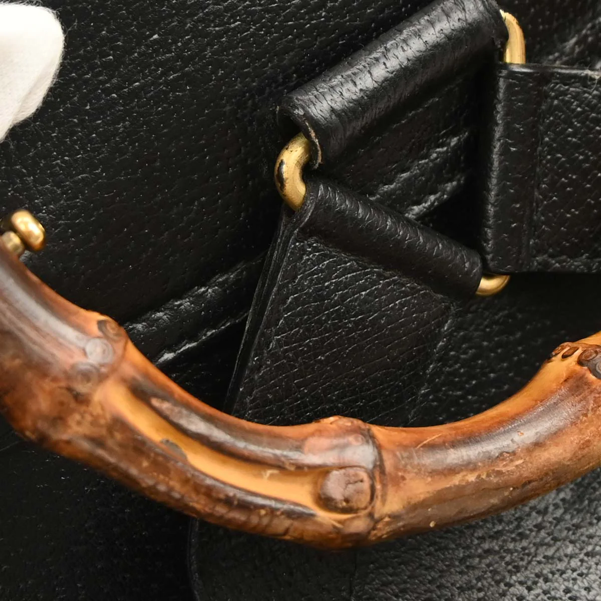 Gucci Black Pigskin Bamboo Backpack - Image 7