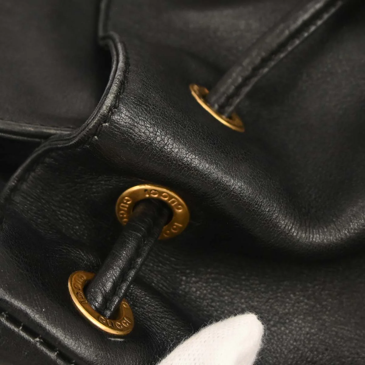 Gucci Black Leather Bamboo Backpack - Image 6