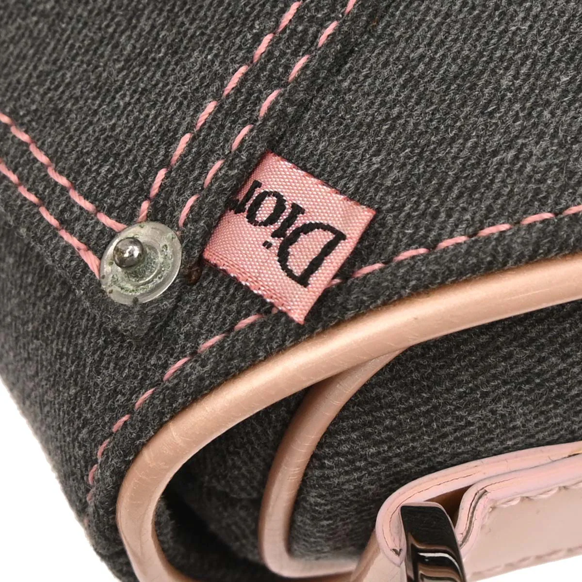 Christian Dior Navy Pink Denim Saddle Handbag - Image 5