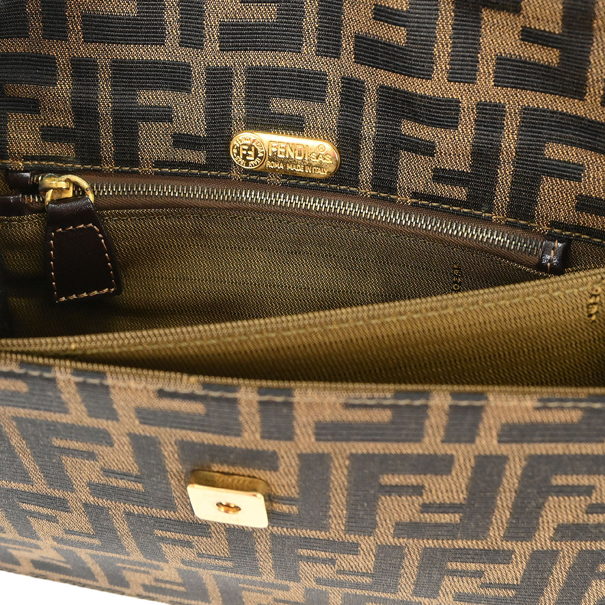Fendi Brown Canvas Zucca Handbag - Image 9