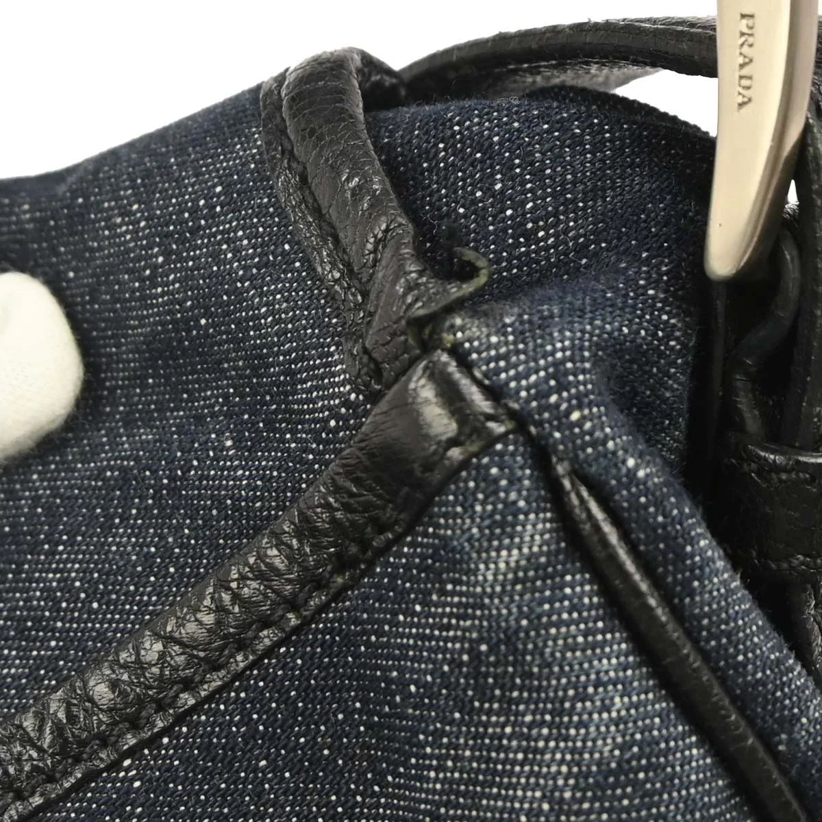 Prada Navy Denim Shoulder Bag - Image 3