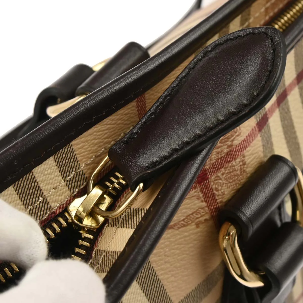 Burberry Beige PVC House Check Tote Handbag - Image 6