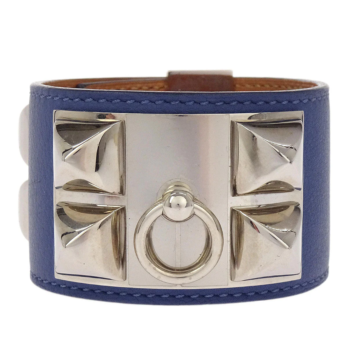 Hermes Blue Encre Swift Collier De Chien Bangle - Image 2