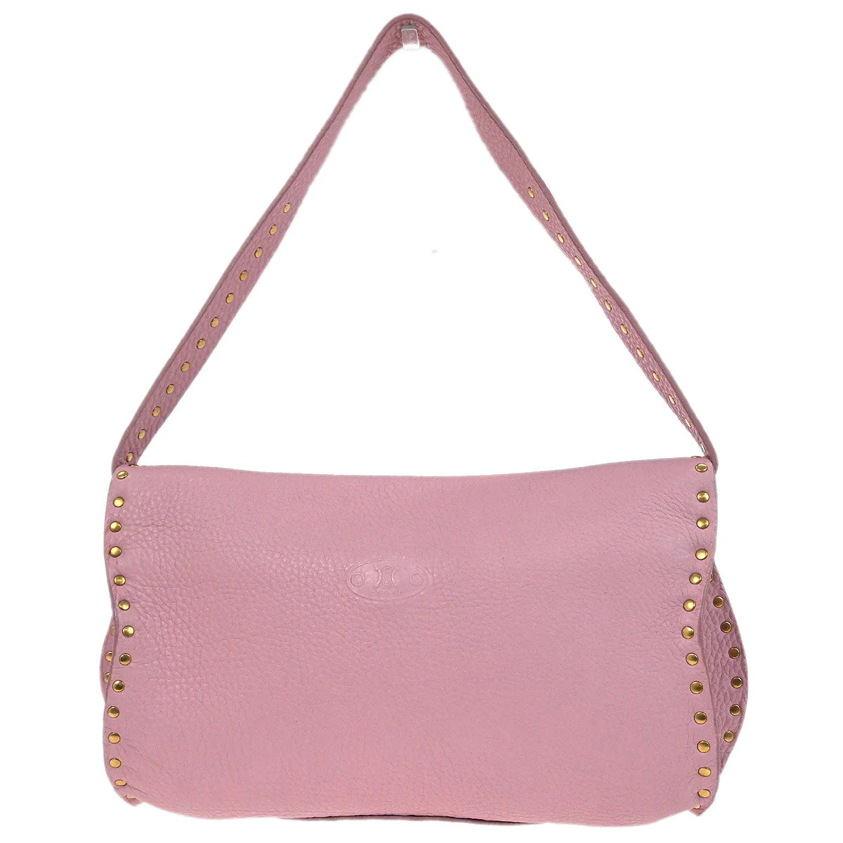 Celine Pink Leather Studded Shoulder Bag - Image 2
