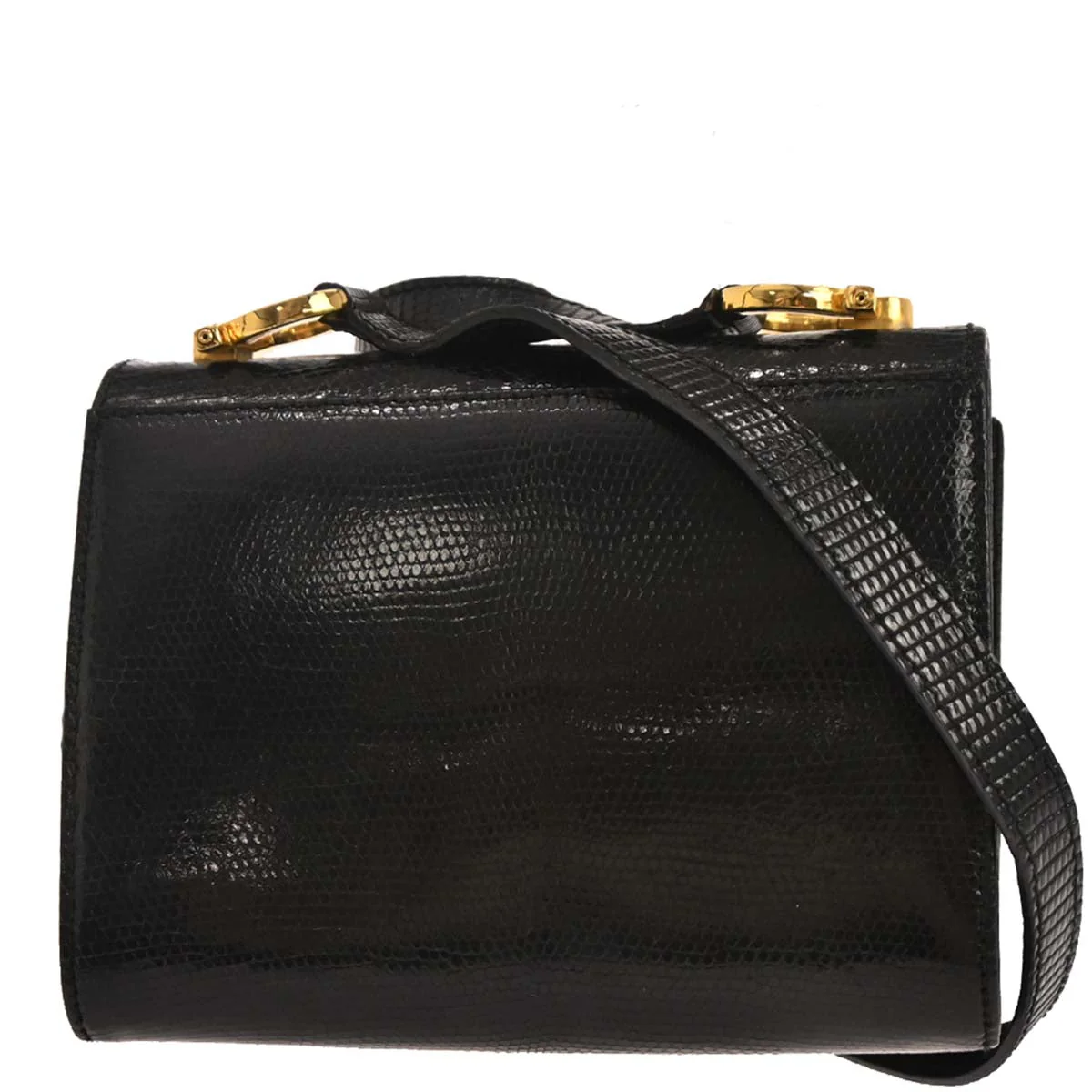 Salvatore Ferragamo Black Leather Gancini Shoulder Bag - Image 2