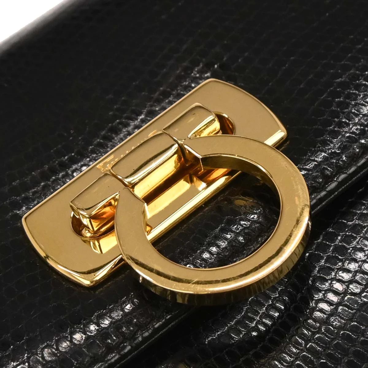Salvatore Ferragamo Black Leather Gancini Shoulder Bag - Image 3
