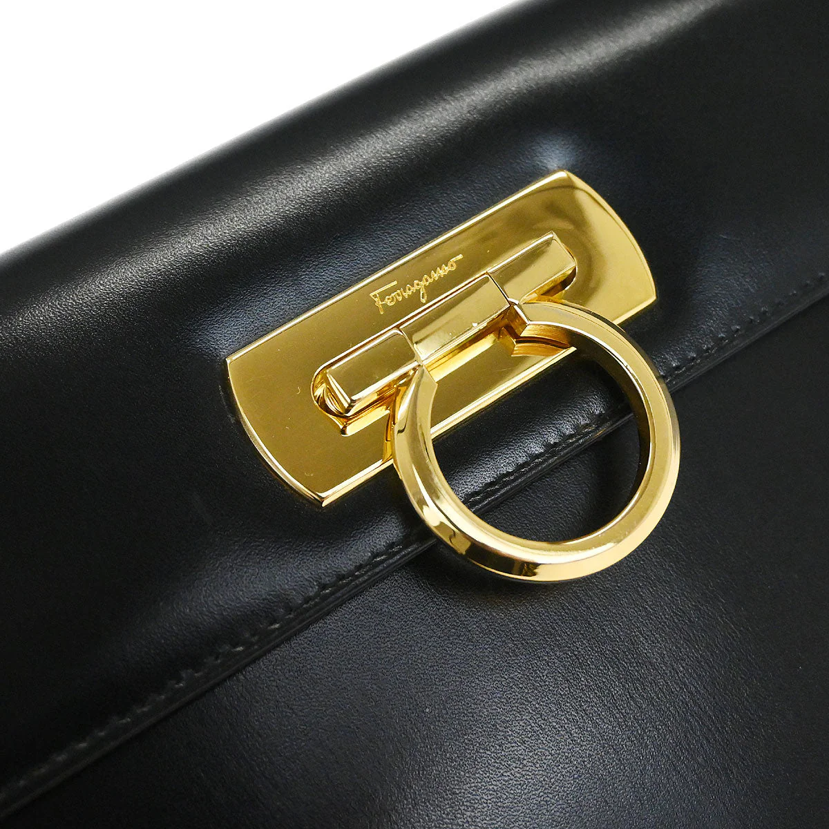 Salvatore Ferragamo Black Gancini Shoulder Bag - Image 4
