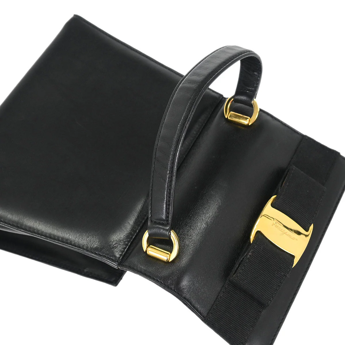 Salvatore Ferragamo Black Leather Vara Bow 2way Shoulder Handbag - Image 6