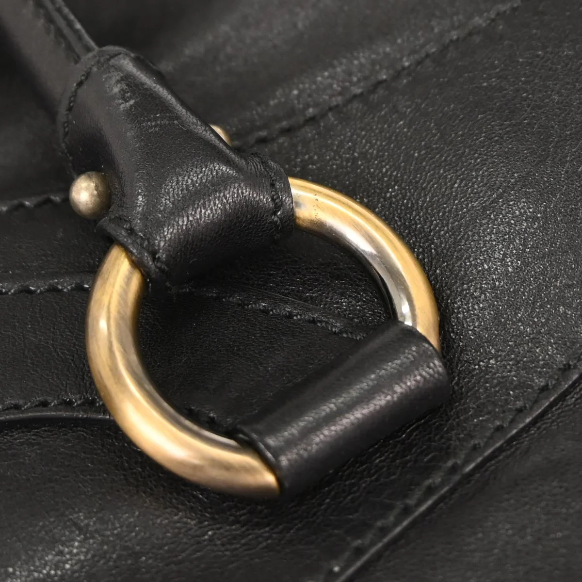 Salvatore Ferragamo Black Leather Gancini Handbag - Image 10