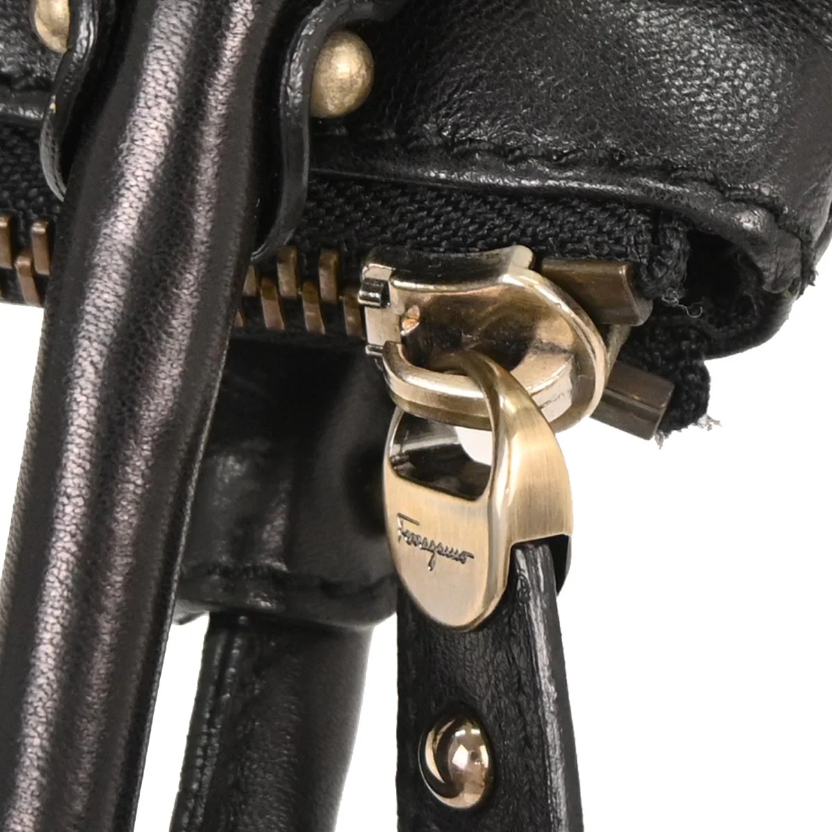 Salvatore Ferragamo Black Leather Gancini Handbag - Image 3
