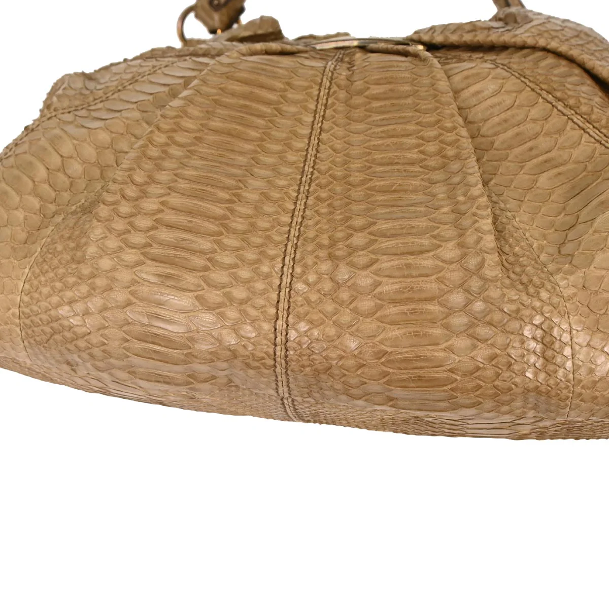 Salvatore Ferragamo * Beige Python Handbag - Image 5
