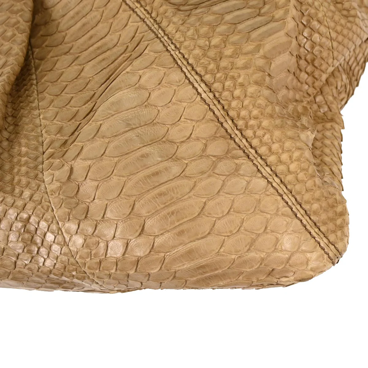 Salvatore Ferragamo * Beige Python Handbag - Image 6