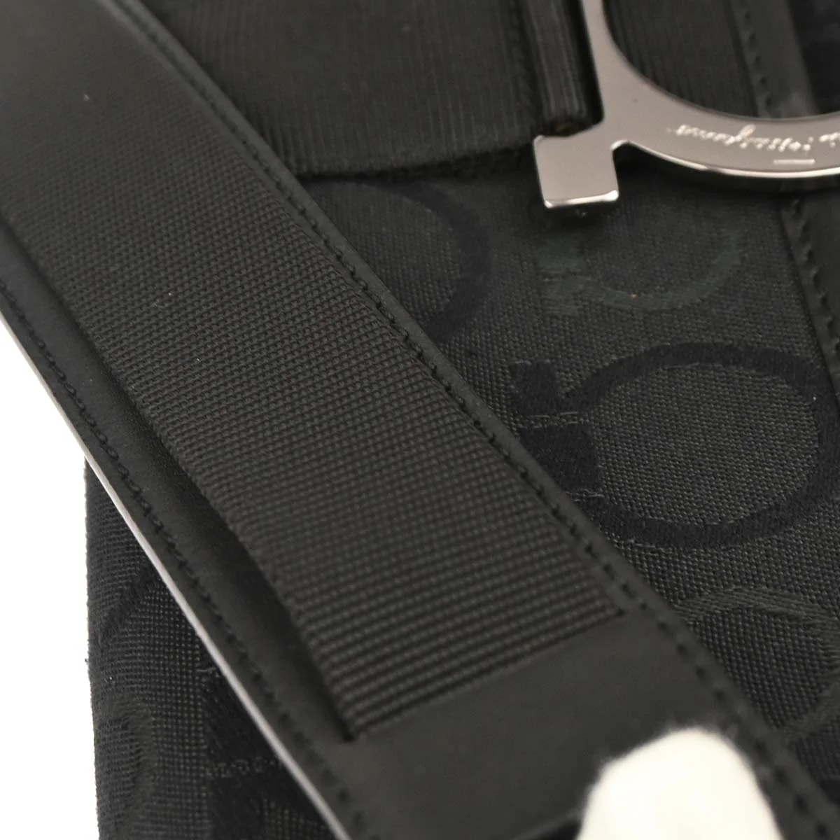 Salvatore Ferragamo Black Canvas Gancini Handbag - Image 7