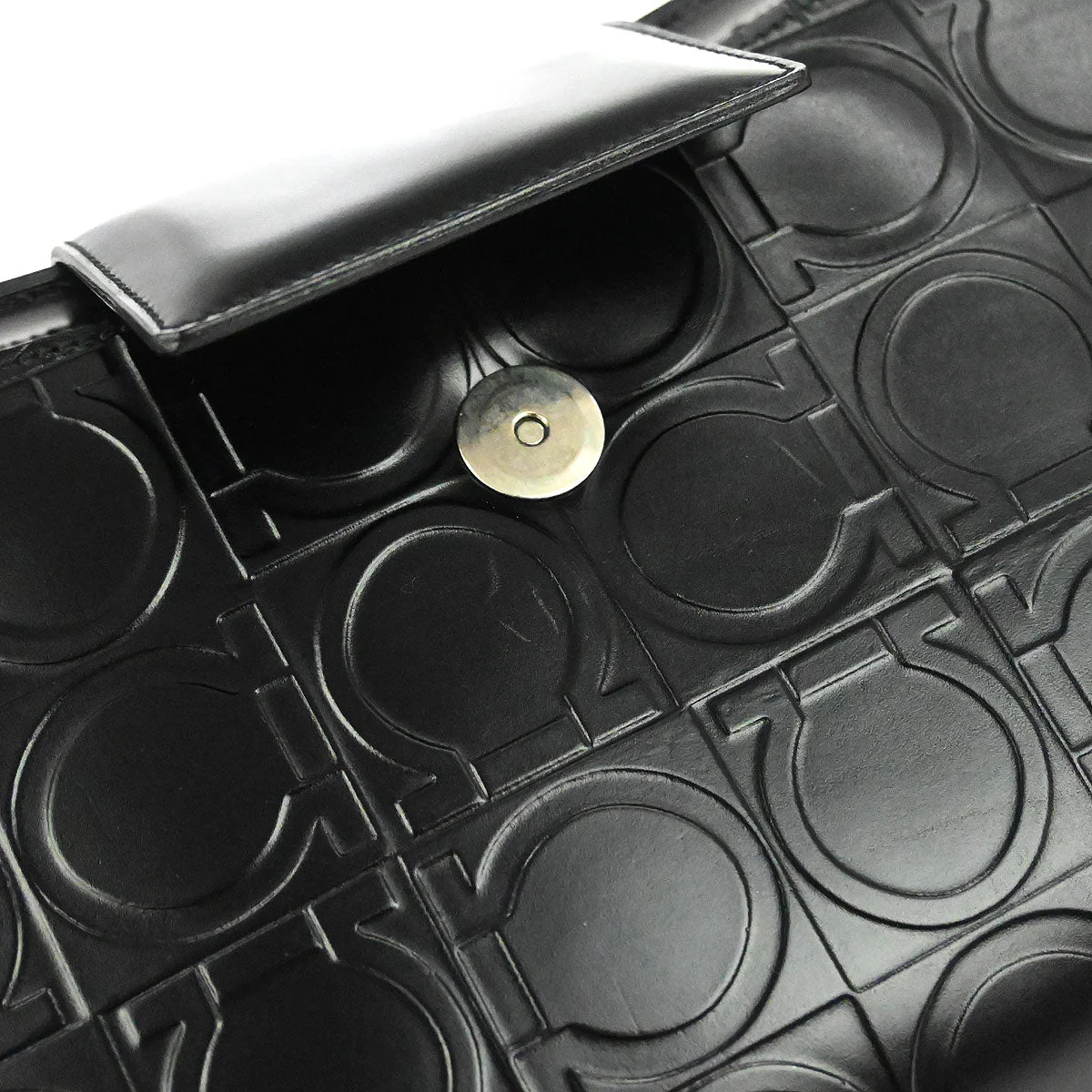 Salvatore Ferragamo Black Leather Gancini Handbag - Image 10