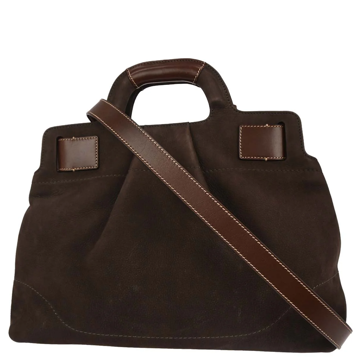 Salvatore Ferragamo Brown Suede Gancini 2way Shoulder Handbag - Image 2