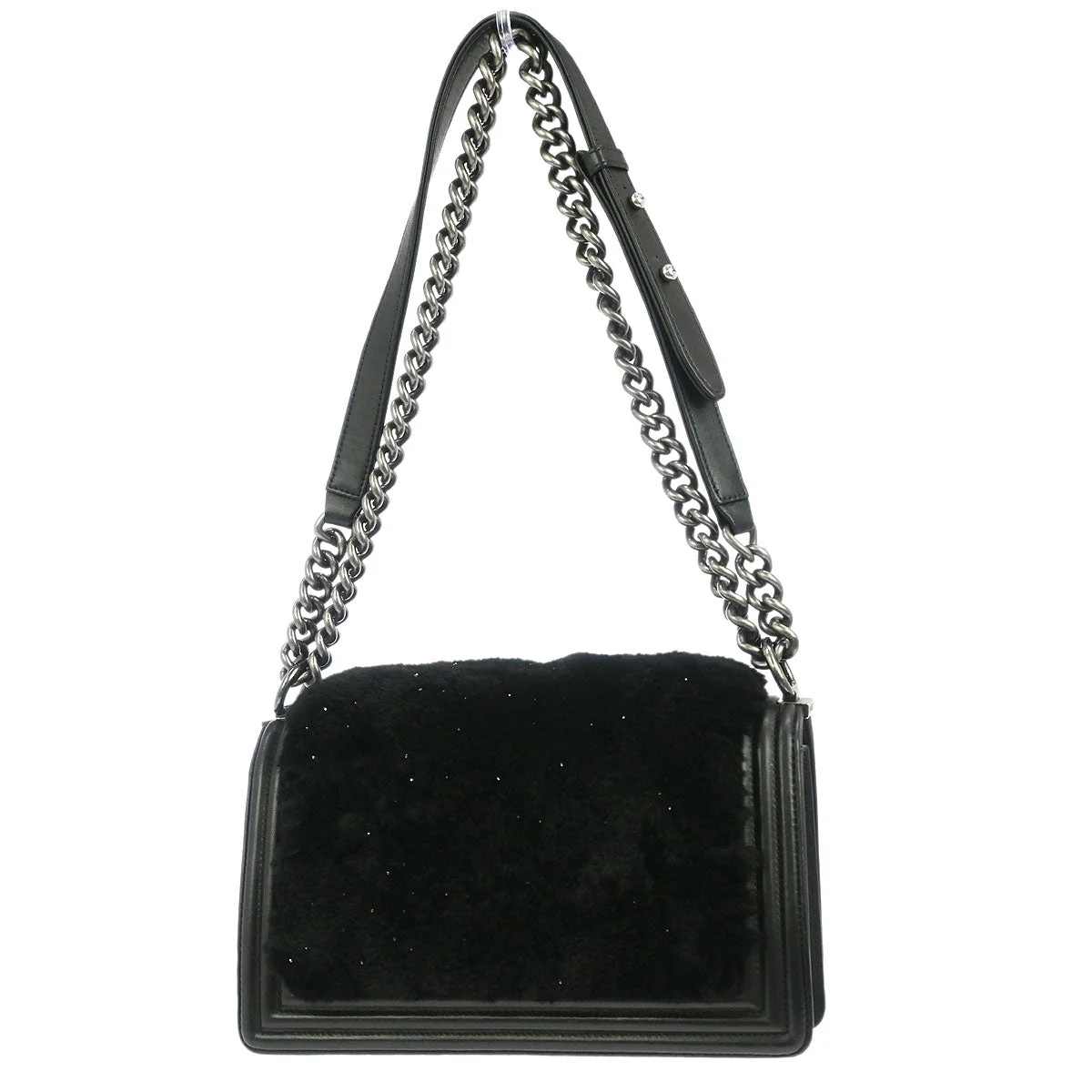 Boy Chanel 2015-2016 Black Fur Lambskin Medium Shoulder Bag - Image 2