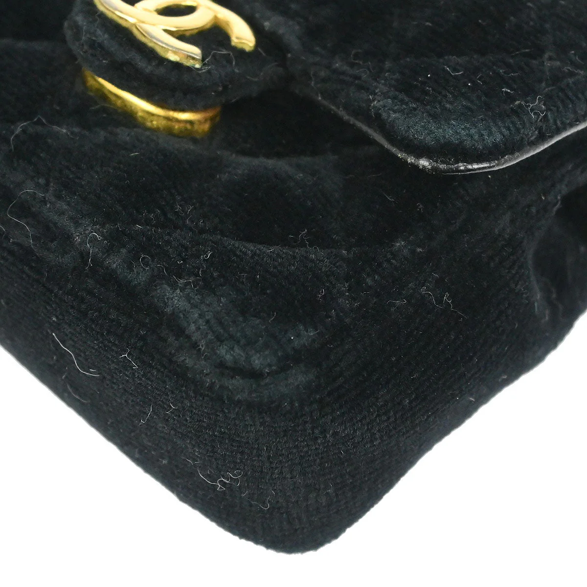 Chanel Black Velvet Micro Classic Flap Shoulder Bag Pochette - Image 5