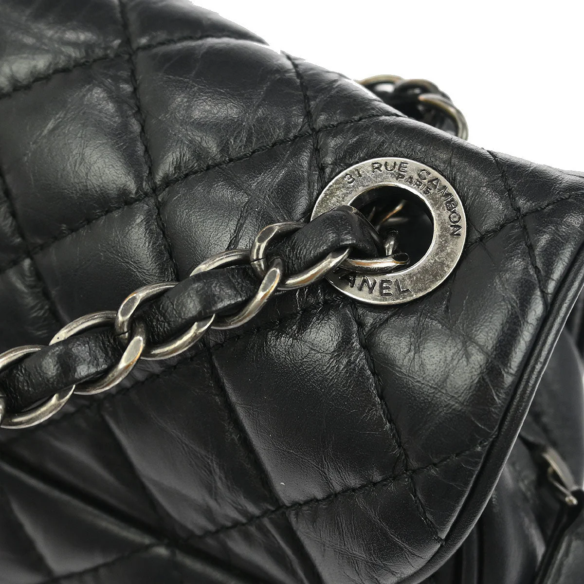 Chanel 2015-2016 Black Lambskin Easy Flap Bag - Image 5