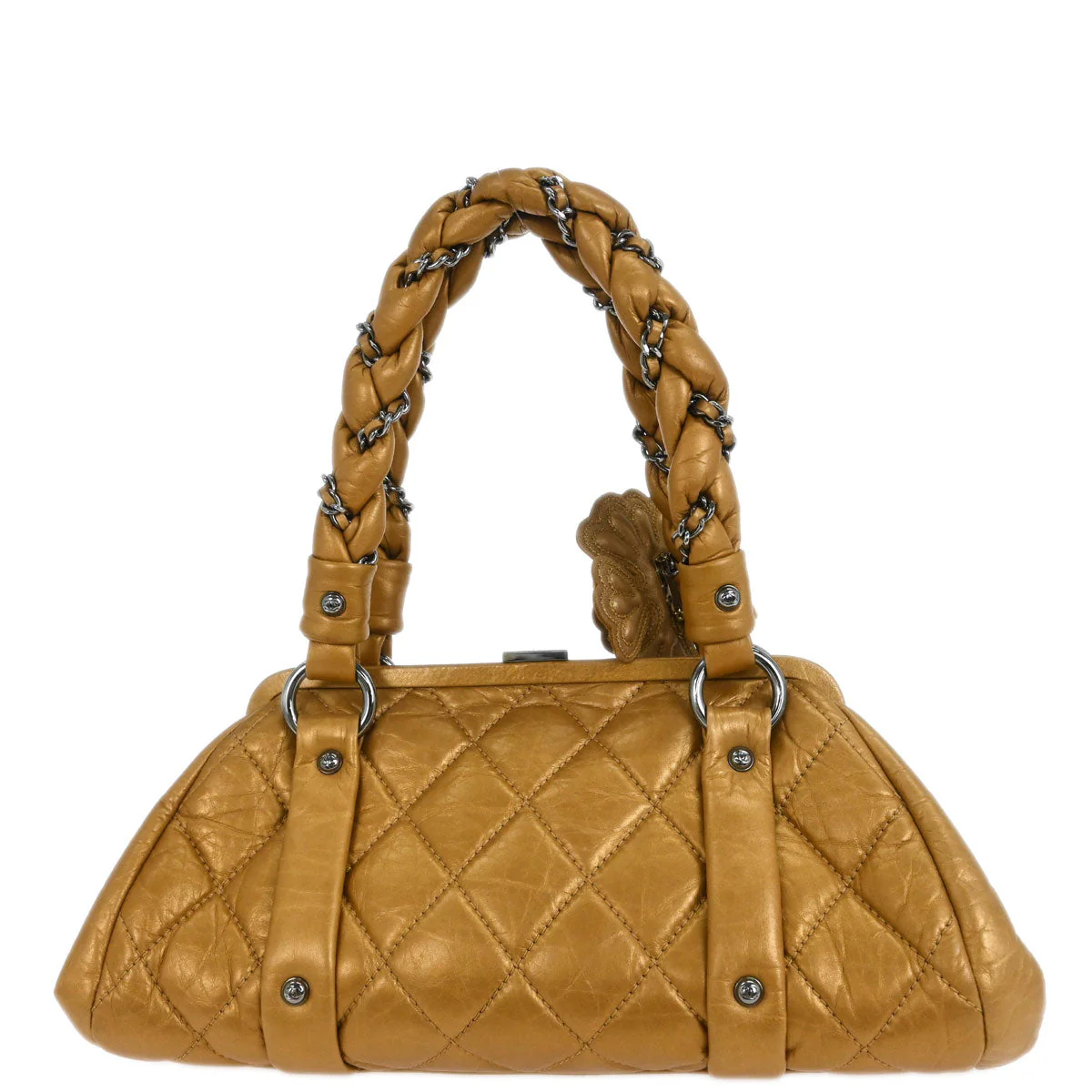 Chanel 2005-2006 Gold Lambskin Handbag - Image 2
