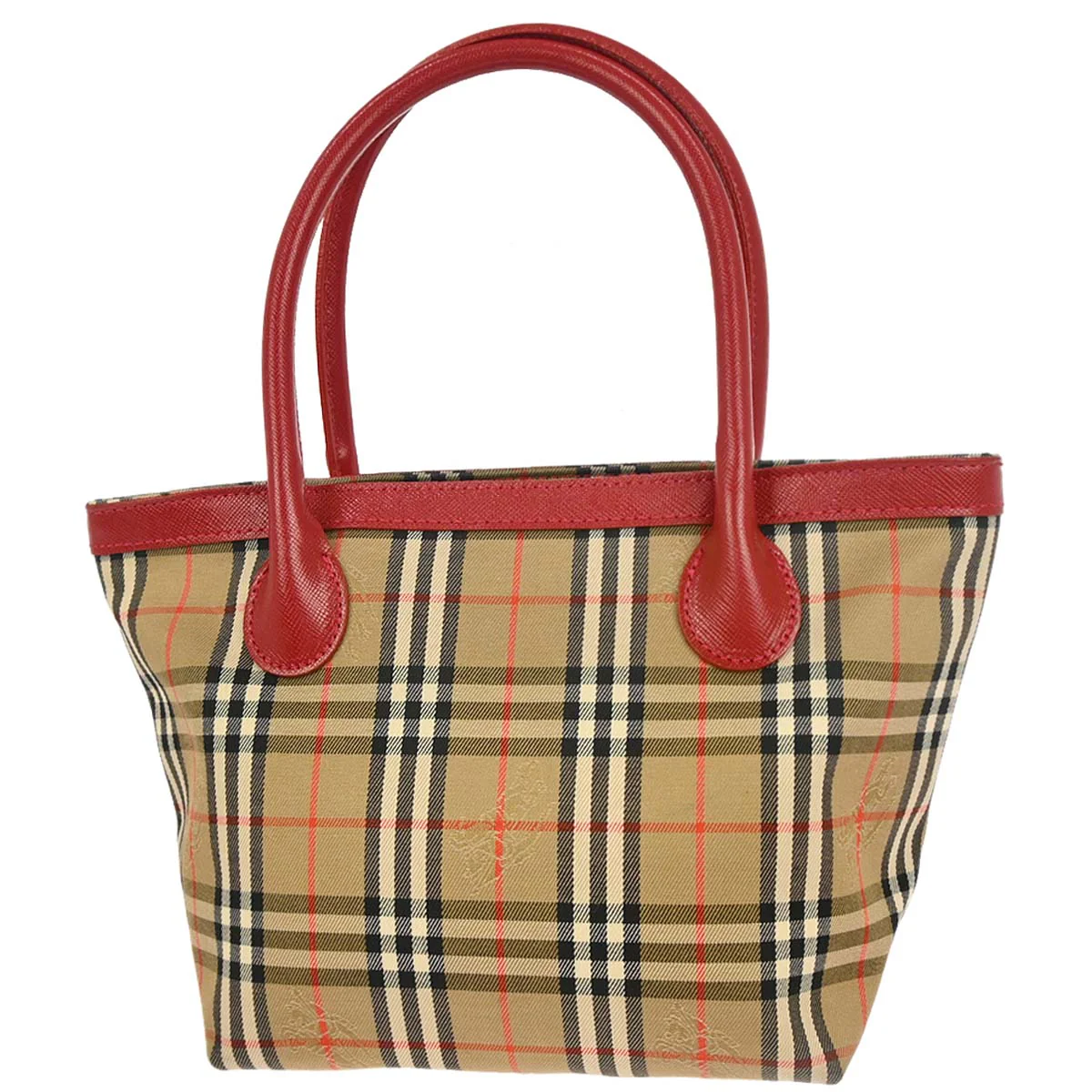 Burberrys Beige Red Canvas House Check Tote Handbag - Image 2