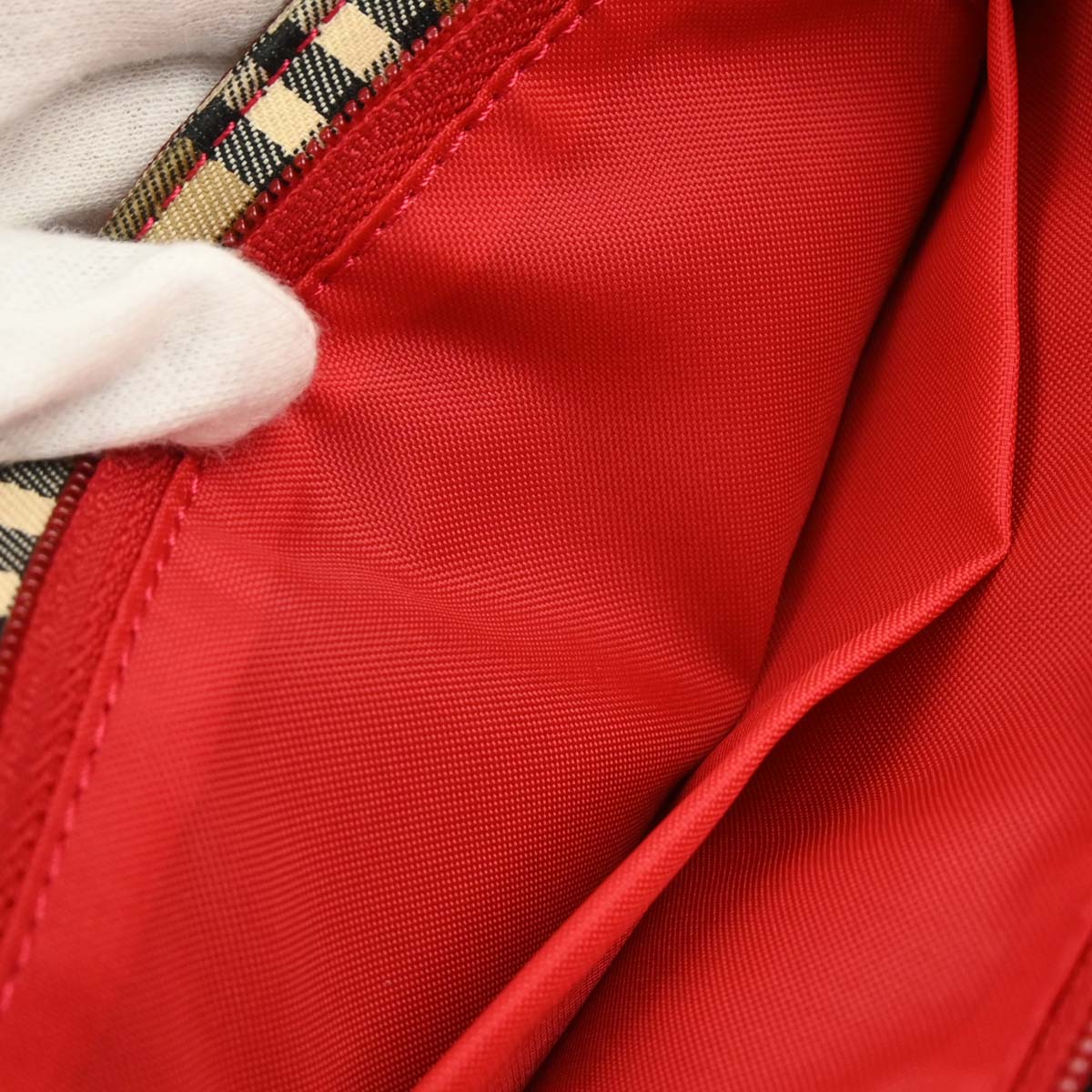 Burberrys Beige Red Canvas House Check Tote Handbag - Image 9