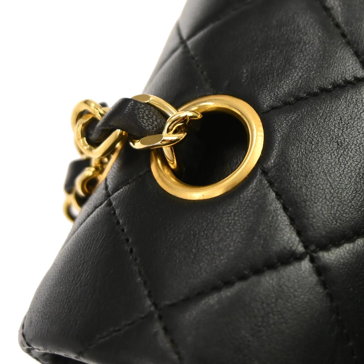 Chanel 1989-1991 Black Lambskin Medium Classic Double Flap Shoulder Bag - Image 5