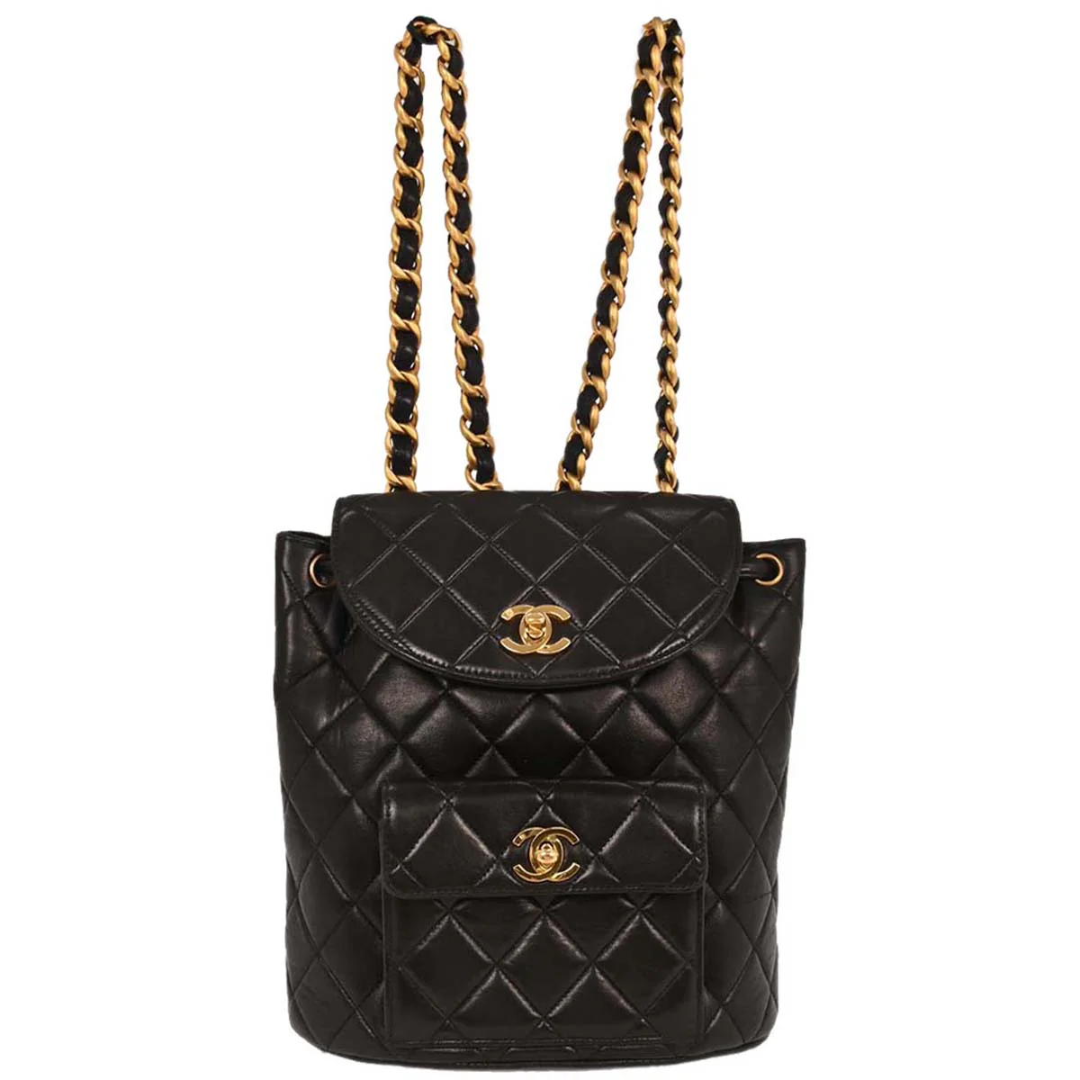 Chanel Black Lambskin Large Duma Backpack