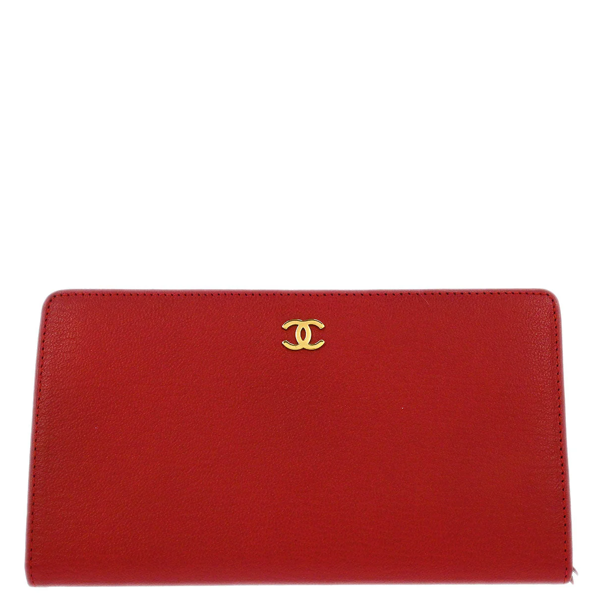 Chanel Red Calfskin Coin Purse Wallet