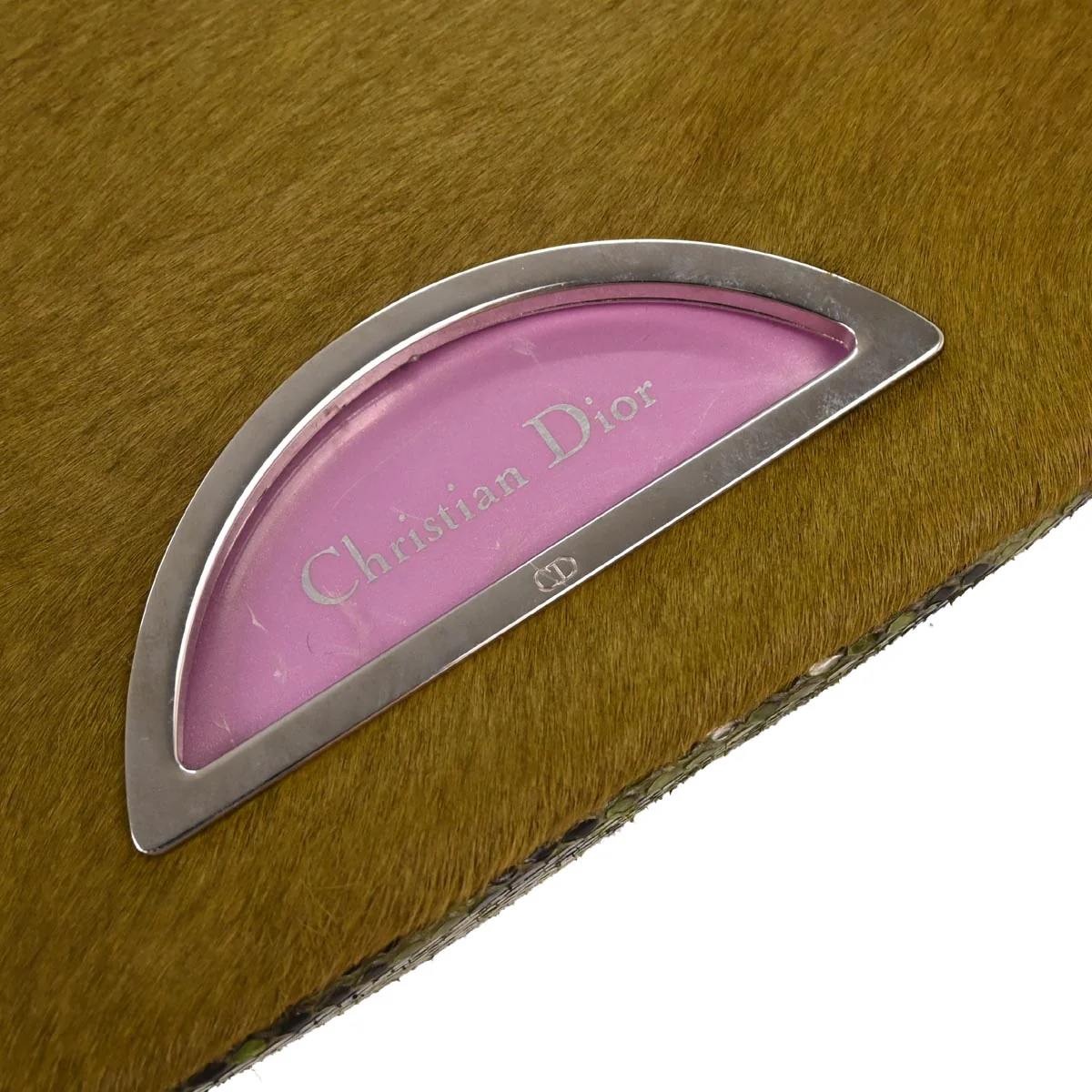 Christian Dior * Green Python Pony Hair Malice Handbag - Image 4
