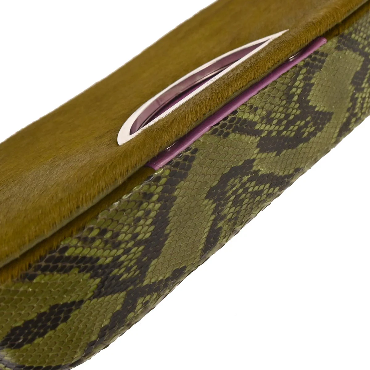 Christian Dior * Green Python Pony Hair Malice Handbag - Image 6